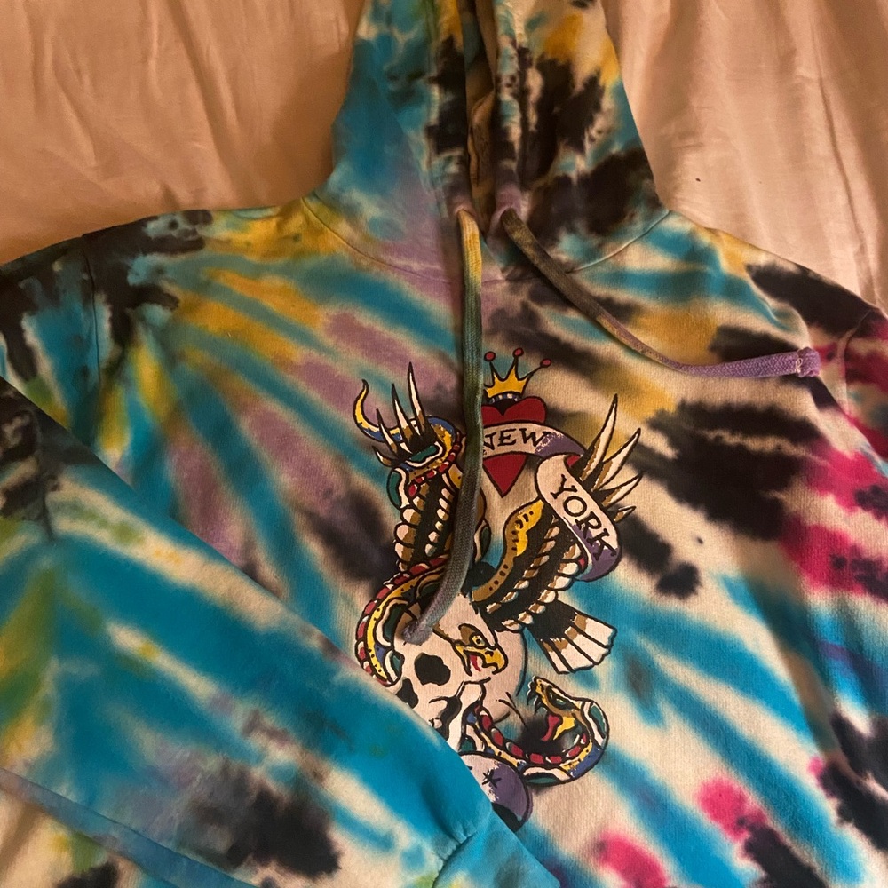 Ed Hardy Colorful Tie-Dye Hoodie with Graphic